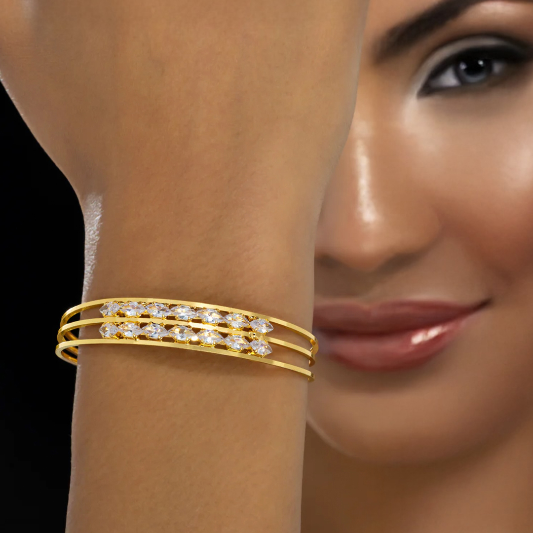 ALRO Anti-Tarnish Crystal Double Line Bracelet (Adjustable Size)