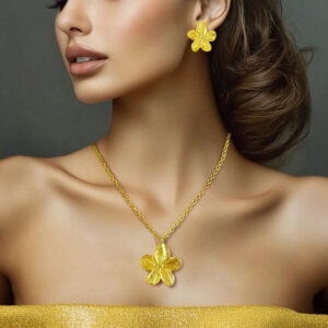 ALRO Anti-Tarnish Lily Flower Necklace Set With Earrings