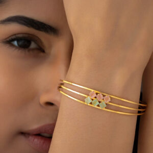 ALRO Anti-Tarnish Triple Line Crystal Bangle Bracelet (Adjustable Size)